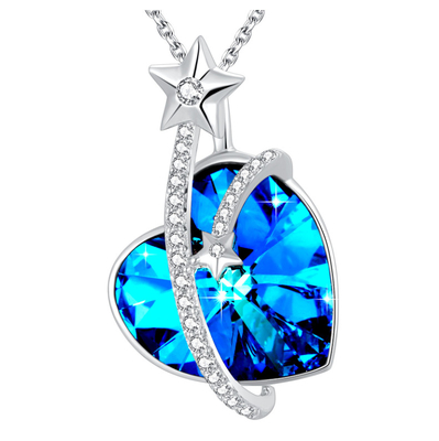 Collante di cuore di cristallo austriaco Colletto d' argento costumi di gioielli per donne ipoallergenici