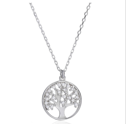 OEM Sterling Silver Tree Of Life Collare Pendente con Zirconia Cubica AAAA