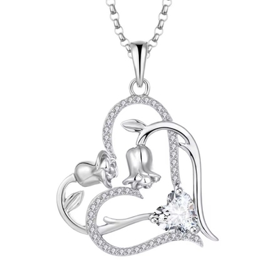 YASVITTI OEM donne regalo cuore a cuore collana Zirconia Rodio Placcato Dolce 925 Sterling Argento Doppio Collare Cuore