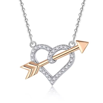 YASVITTI OEM ODM 925 Sterling Silver Cupid Necklace Rose Gold Plated Heart Arrows Necklace Per l'amante regalo