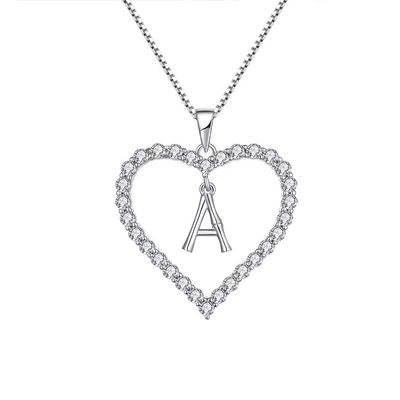 YASVITTI Necklace per gioielli di alta qualità 925 Sterling Silver Necklace a forma di cuore con lettere incantevoli A-Z