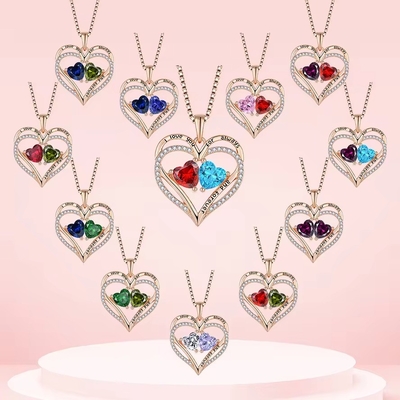 YASVITTI 925 Sterling Silver Eternal Love Heart Pendant Collare Personalizzato Rosso Dorato Cristalli Placcati Collare CZ
