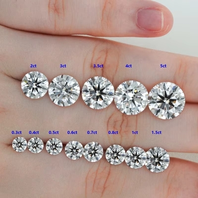 0.5ct 1ct 1.5ct 2ct 3ct Bianco Diamante di Moissanite sciolto HPHT CVD Laboratorio di diamante cresciuto