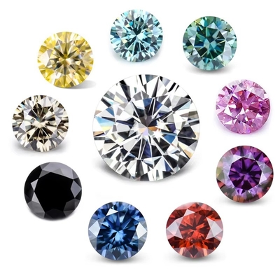 Al dettaglio GRA Moissanite Grigio Rosa Giallo Champagne Blu Verde Rotondo Moissanite a taglio libero diamante per la produzione di gioielli