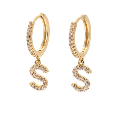 Stivali di moda orecchini iniziali in argento sterling personalizzare gioielli 18K oro placcato orecchini di lettere di moda