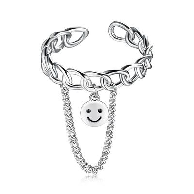 Anello sorridente del fronte di festival di 0.08CM 1.7g Sterling Silver Jewelry Rings Unisex