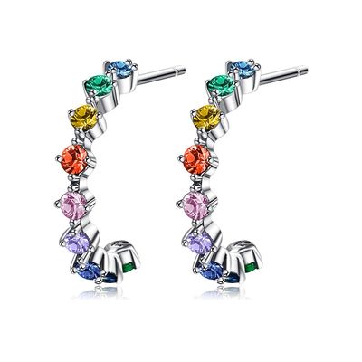 Orecchini degli orecchini 5A Sterling Silver Medium Size Hoop del perno dell'arcobaleno 1.4g di S925 0.6in