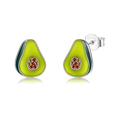 perni degli orecchini dell'avocado di 1.1x0.9cm 2.29g Sterling Silver Jewelry Earrings Unisex