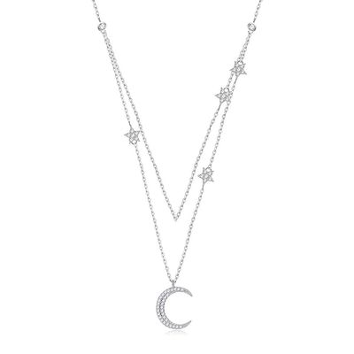ODM della collana della catena del doppio di 18in 2.9g Sterling Silver Necklace Chains AAAAA CZ