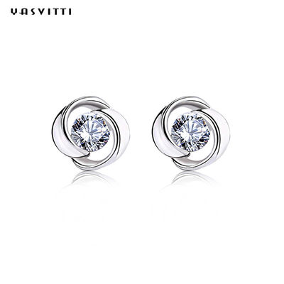 Trifoglio Diamond Stud Earrings di cristallo di Lucky Flower Zircon