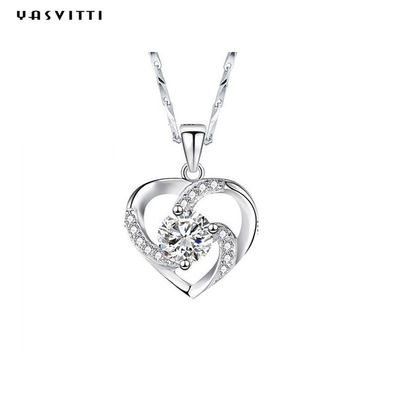 ODM del pendente di Crystal Necklace Festival Silver Heart della pietra preziosa dell'oro di 210mm 0.15oz 14k