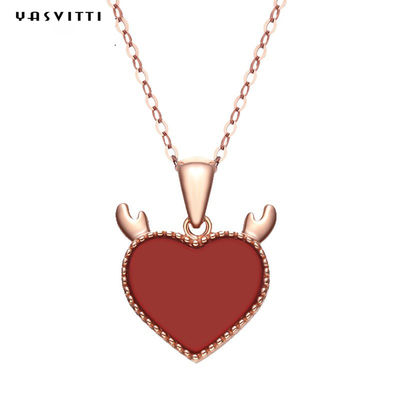 collana d'avanguardia del cuore di Antler dei cervi di 3gram 15.7in Sterling Silver Heart Pendant Necklace