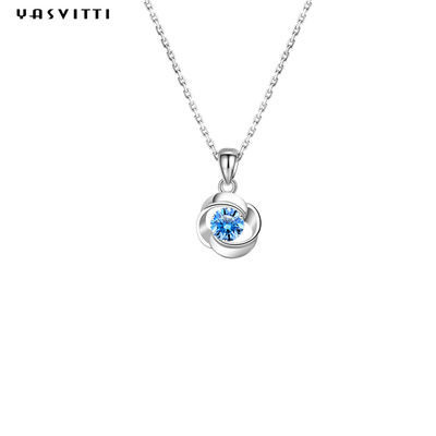 Gioielli di pietra geometrici di lusso delle collane del pendente di Sterling Silver Necklace Blue Topaz