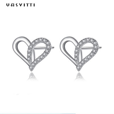 7.7x9.5mm 1.1g Sterling Silver Heart Earrings Platinum hanno placcato le gocce d'argento dell'orecchio