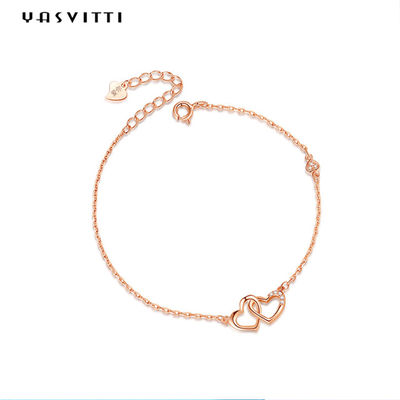 ODM 7.8in un argento 18k Rose Gold Open Heart Bracelet di 304 degli ss braccialetti del cursore