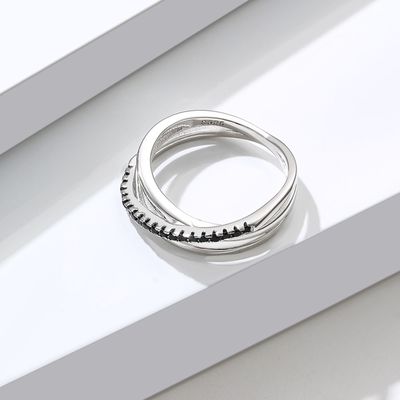 SGS di Diamond Ring di triplo di 2.1g 0.172cm Sterling Silver Jewelry Rings 5A CZ