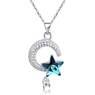 Sun 4.2g di 18.1in e collana d'argento di Crystal Necklace Thanksgiving Day 14k 925 della luna