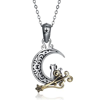 Signore Sterling Silver Necklaces del partito dello SGS di Cat Necklace della luna da 5,1 grammi 19mm