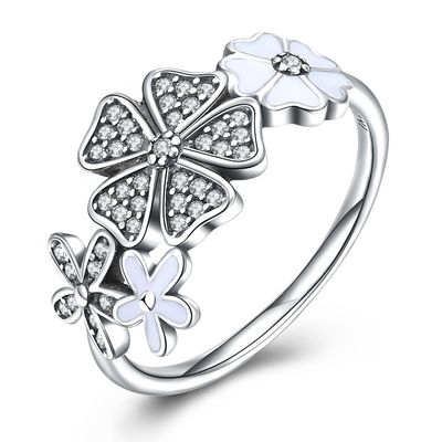 Le bande dei gioielli di Rose Ring Sterling Silver Rose Flower Heart Ring Adjustable Open Ring Love promettono a Ring Gift For Women