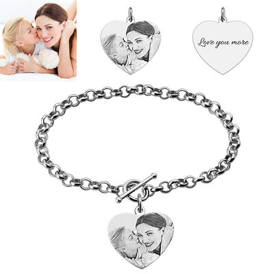 0.8X0.8IN 0.7oz hanno personalizzato il braccialetto fotoinciso unisex s925 dei braccialetti di incanto della foto