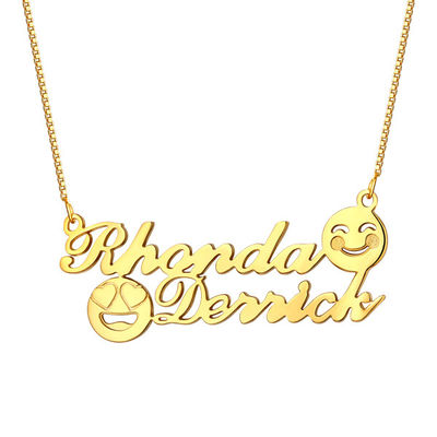 collana iniziale commemorativa di nome della collana S925 dell'oro di 1.8ft 0.07oz Emoji