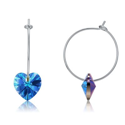 925 Sterling Silver Custom Hoop Earrings 20×10mm con il cristallo di Austrian crystal