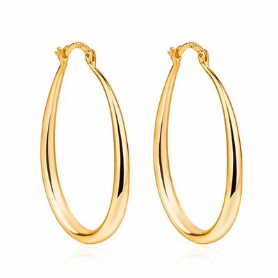 Il platino ha placcato i cerchi lisci dell'oro del cerchio 14k 30×21mm per signora delle donne