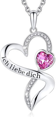 925 cristalli di Austrian crystal placcati rodio della collana di Sterling Silver Personalized Double Heart