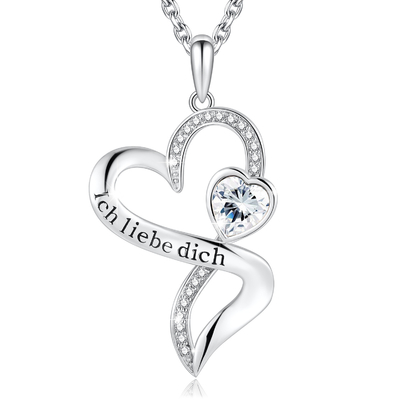 Doppia collana 925 Sterling Silver White Austrian crystal Crystal di infinito del cuore delle ragazze