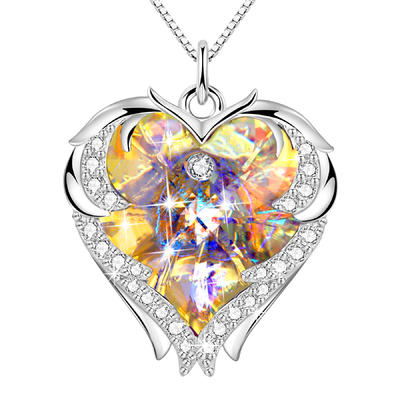 8,2 regali a 18 pollici per la mamma dalla grande collana del cuore della figlia con Austrian crystal Crystal Necklace For Girlfriend giallo