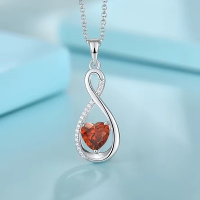 YASVITTI Gemstone Infinity Pendant Necklaces Cubic Zirconia Pietra di nascita Cuore 925 Sterling Silver Necklaces