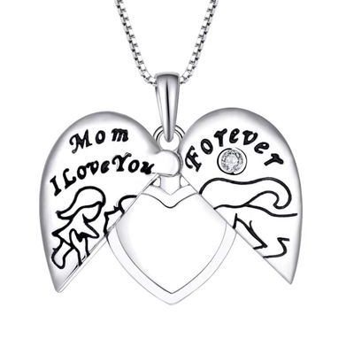 YASVITTI 925 Sterling Silver Mamma ti amo per sempre Cuore Medaglione Pendente Colletto per Donne