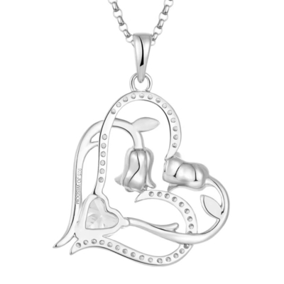 YASVITTI OEM donne regalo cuore a cuore collana Zirconia Rodio Placcato Dolce 925 Sterling Argento Doppio Collare Cuore