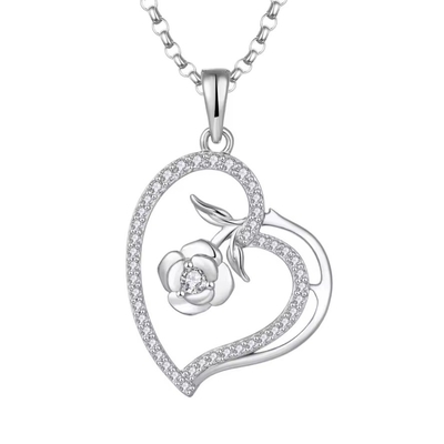 YASVITTI Collare per donna a misura di pendente Gioielli pregiati Collare di cuore in argento 925 in rosa rivestita di rodio