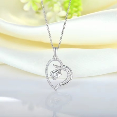 YASVITTI Collare per donna a misura di pendente Gioielli pregiati Collare di cuore in argento 925 in rosa rivestita di rodio