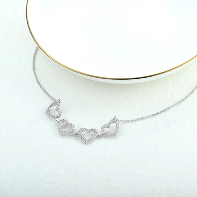 YASVITTI Custom Romantic Magnetic Clover Necklaces OEM Charm 925 Sterling Silver Dainty Heart Quattro foglie di Clover Necklace