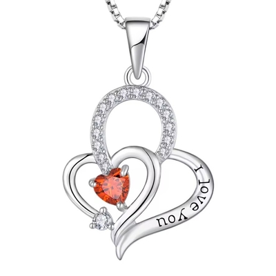 Verdi d'argento I Love You Collare di cuore Collare multicolore Cuore Cubico Zirconia Luxury Silver 925 Collare di cuore Gioielli