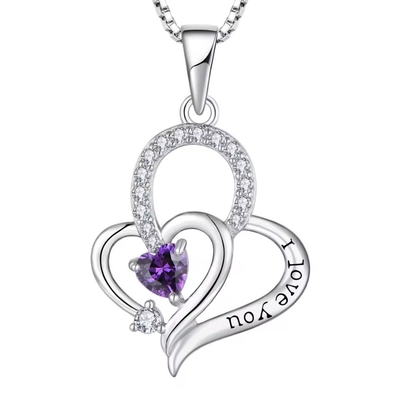 Verdi d'argento I Love You Collare di cuore Collare multicolore Cuore Cubico Zirconia Luxury Silver 925 Collare di cuore Gioielli