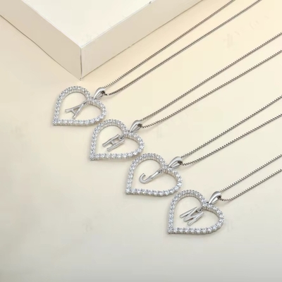 YASVITTI Necklace per gioielli di alta qualità 925 Sterling Silver Necklace a forma di cuore con lettere incantevoli A-Z
