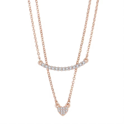 YASVITTI Di alta qualità collare a doppio strato Gioielli classici Collare con pendente di cuore in oro rosa placcato 925 Sterling Silver