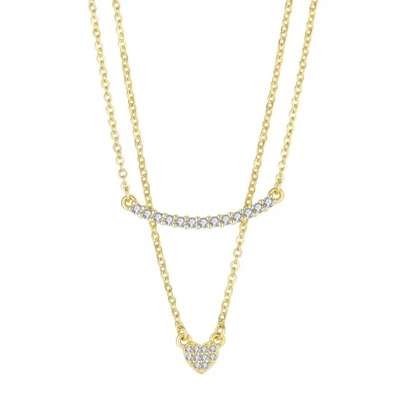 YASVITTI Di alta qualità collare a doppio strato Gioielli classici Collare con pendente di cuore in oro rosa placcato 925 Sterling Silver