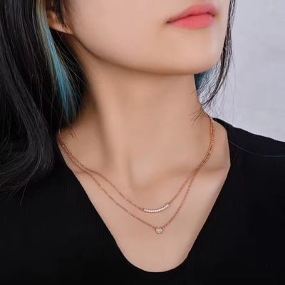 YASVITTI Di alta qualità collare a doppio strato Gioielli classici Collare con pendente di cuore in oro rosa placcato 925 Sterling Silver