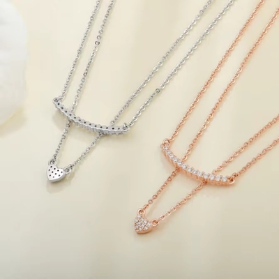 YASVITTI Di alta qualità collare a doppio strato Gioielli classici Collare con pendente di cuore in oro rosa placcato 925 Sterling Silver