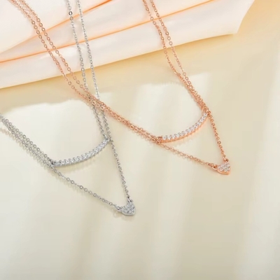 YASVITTI Di alta qualità collare a doppio strato Gioielli classici Collare con pendente di cuore in oro rosa placcato 925 Sterling Silver