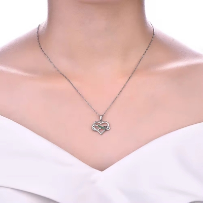 YASVITTI ODM OEM Collana con cuore scintillante in argento sterling 925 5A Zirconia placcata rodio Collana con ciondolo gioielli vuoti