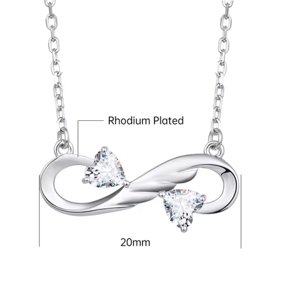 YASVITTI 925 Sterling Silver Infinity Heart Necklace Heart Cubic Zircon Luxury Women Necklace Gioielli