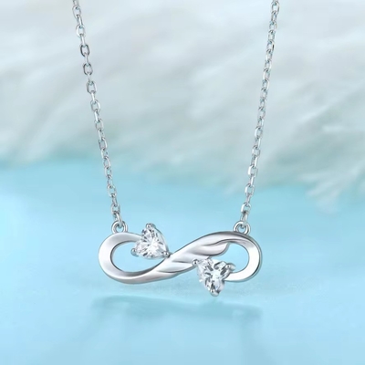 YASVITTI 925 Sterling Silver Infinity Heart Necklace Heart Cubic Zircon Luxury Women Necklace Gioielli
