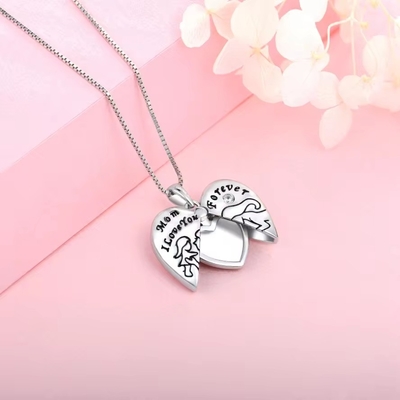 YASVITTI 925 Sterling Silver Mamma ti amo per sempre Cuore Medaglione Pendente Colletto per Donne
