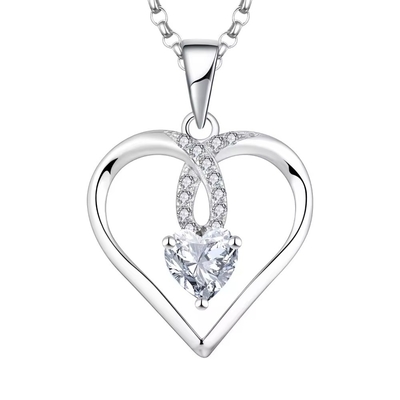 YASVITTI Di alta qualità cuore scintillante 5A Colletto di zirconia con rivestimento in rodio 925 Colletto di argento sterling Gioielli