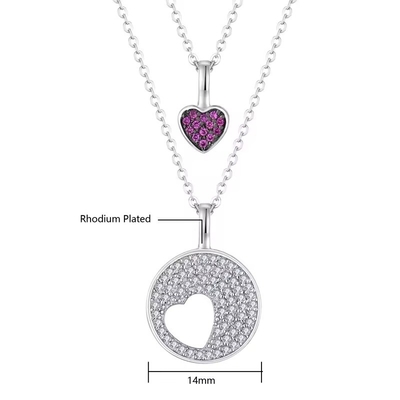YASVITTI Ingrosso Rodio Placcato 925 Sterling Silver Zircon Gioielli Personalizzati Romantic Pink Heart Bling Charm Necklace
